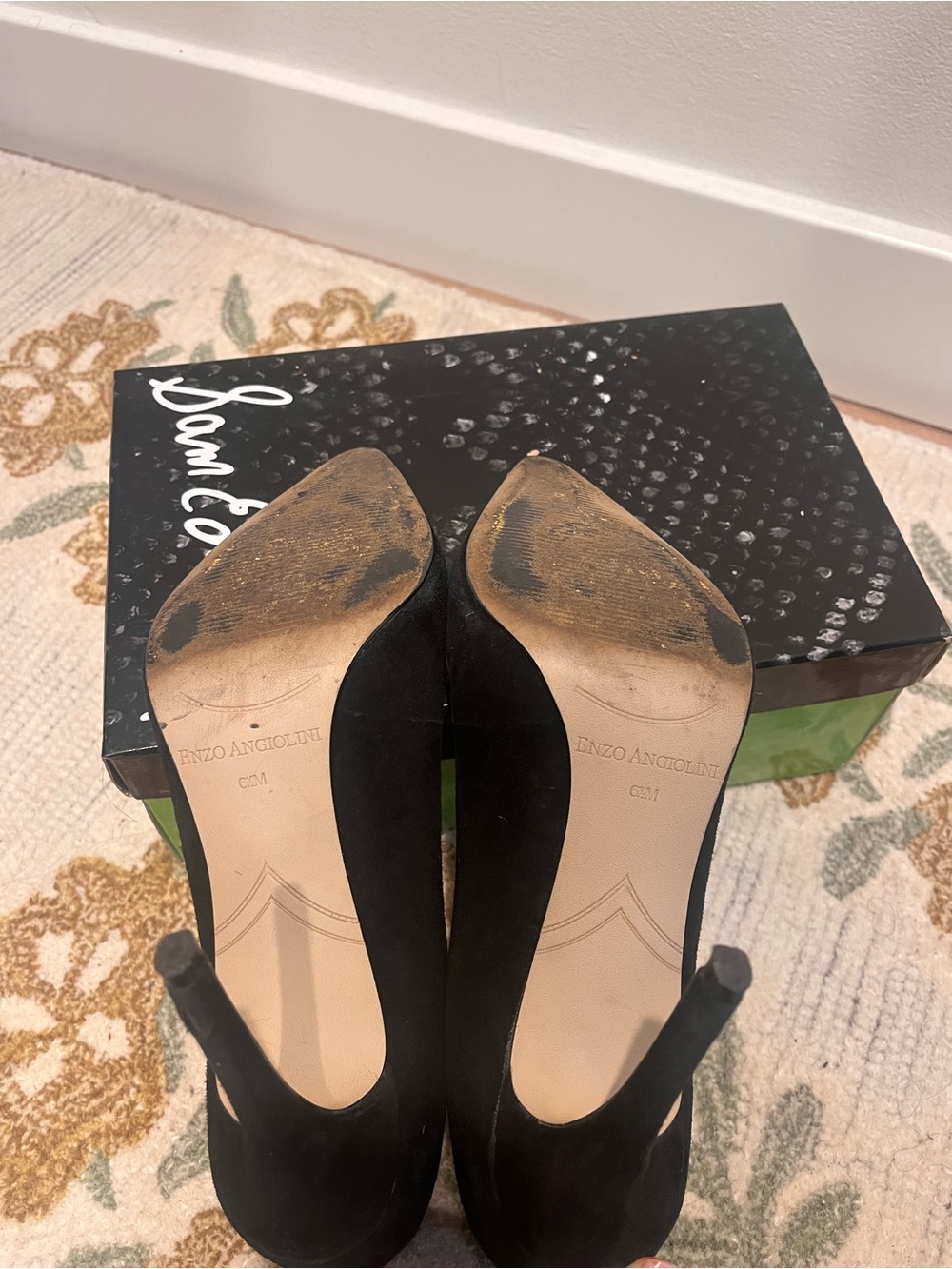 Enzo Angiolini Black Suede Pointed Toe Stiletto Pumps - Picture 7 of 11